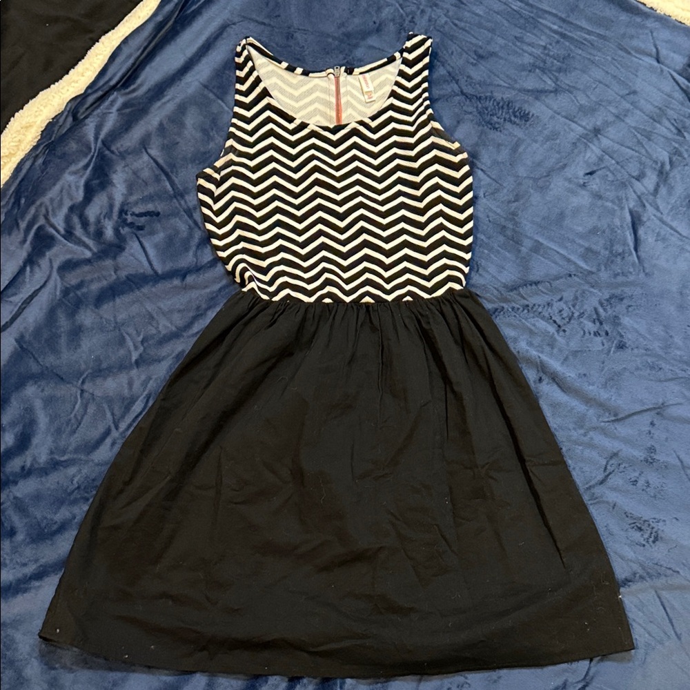 Xhilaration Black and White Chevron Mini Dress